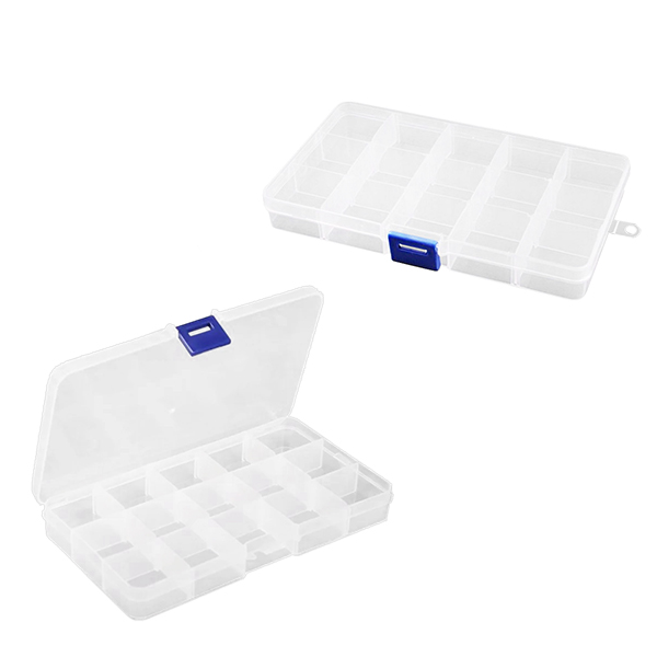 картинка Контейнер пластиковый (таблетница), 15 секций, 17,5*10*2см, 10 разделителей " KWELT " пакет