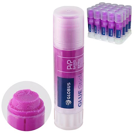 картинка Клей-карандаш " Глобус " Хамелеон 15гр, основа PVP, розовый, в термоусадочной пленке