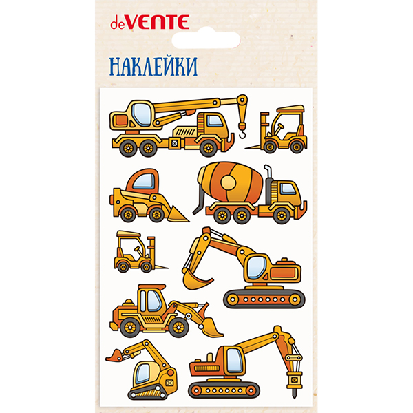 картинка Наклейки " deVente " А6 Строительная техника, объемные мягкие, многоразовые, пакет, европодвес