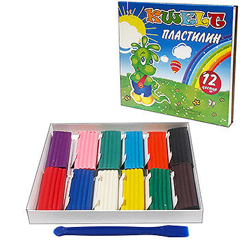 картинка Пластилин " KWELT " 12цв 180г со стеком, картонная упаковка