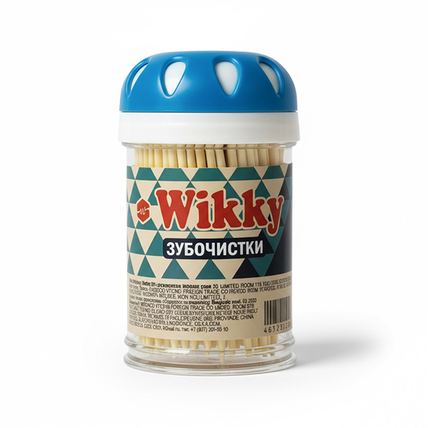 картинка Зубочистки " Wikky " бамбуковые 200шт, пластиковая баночка