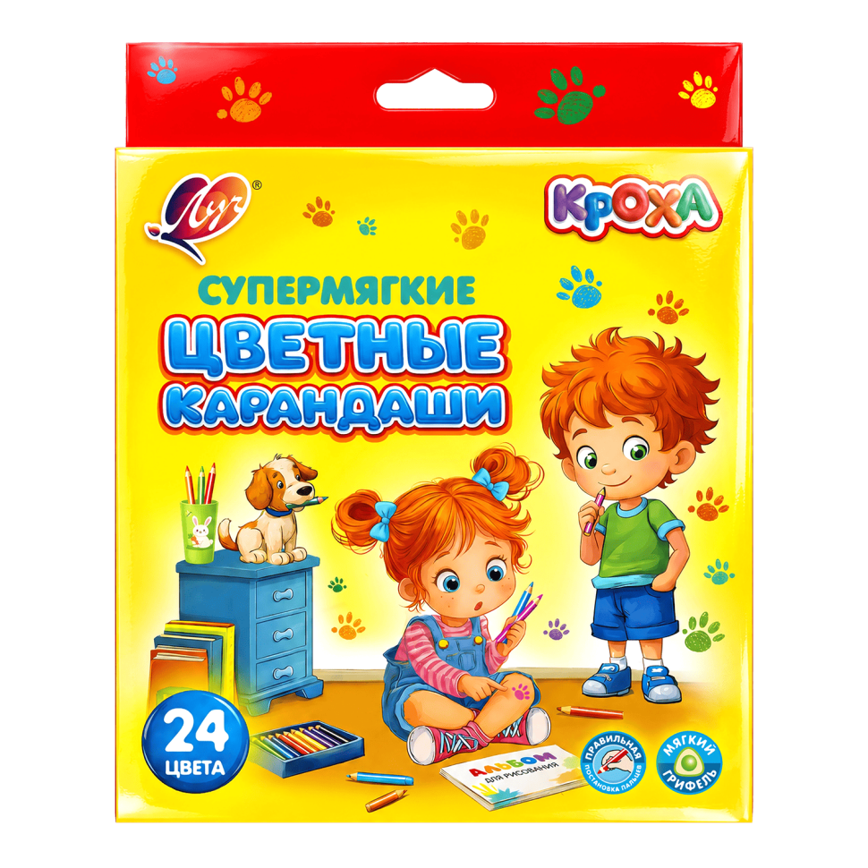 картинка Карандаши " Луч " Кроха 24цв трехгранные, супермягкие