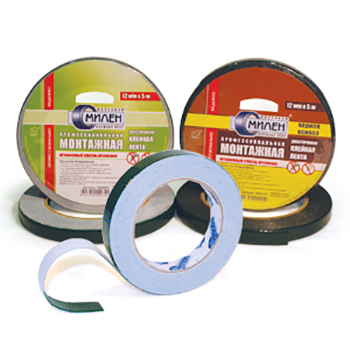 картинка Скотч " Милен" 19мм*5м двухсторонний, белый, на вспененной основе, профессиональный монтажный