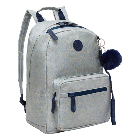 картинка Рюкзак " Grizzly " 27*38*14см серый, 1 отделение, укрепленная спинка, внутренний карман для планшета или ноутбука 13", объемный карман спереди с дополнительным карманом на молнии, карман быстрого доступа сверху, потайной карман на задней стенке, ручка-пет