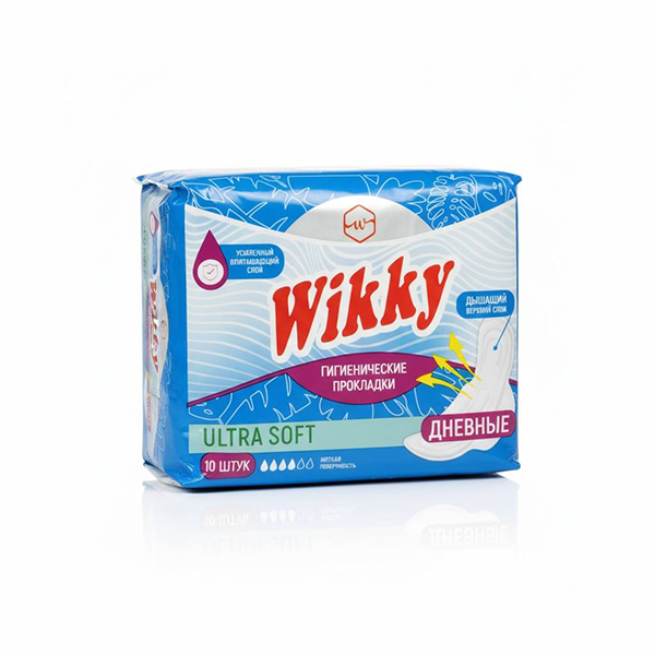 картинка Прокладки гигиенические дневные 10шт " Wikky " Ультра софт, с крылышками