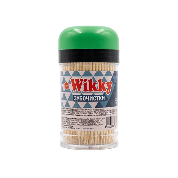 картинка Зубочистки " Wikky " бамбуковые 300шт, пластиковая баночка