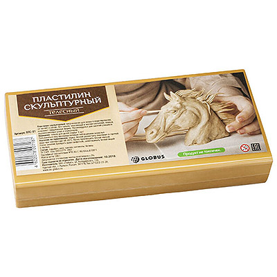 картинка Пластилин " Глобус " скульптурный 500г телесный, твердый, индивидуальная упаковка