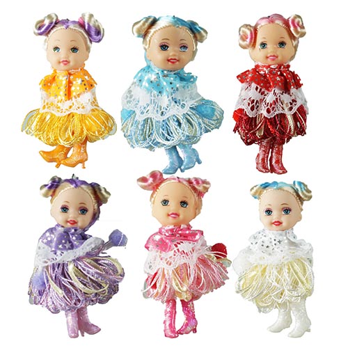 картинка Брелок " Куколка " 10*4см, нарядные куклы с разноцветными волосами, пакет, веревка, ассорти