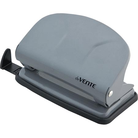 картинка Дырокол на 10л " deVente " Liquid Metal металлический, встроенная линейка со шкалой, съемный поддон для конфетти, серый