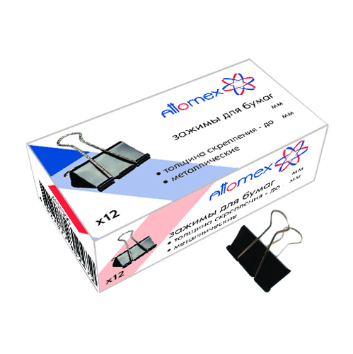 картинка Зажимы " Attomex " черные 51мм 12шт/уп