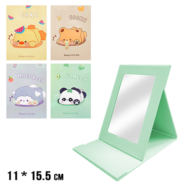 картинка Зеркало " KWELT " 11*15,5см Happy every day ассорти, 4 дизайна ( без возможности выбора дизайна и цвета), картонная рамка, пакет, европодвес