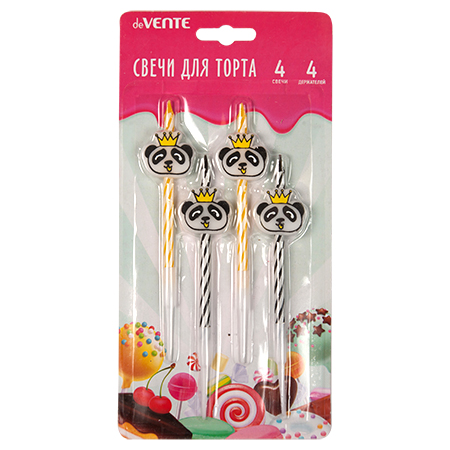 картинка Набор свечей для торта " deVente " Панда 4шт, картонный блистер, европодвес