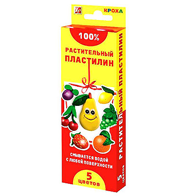 картинка Пластилин " Луч " Кроха 5цв 80г на растительной основе, картонная упаковка, европодвес
