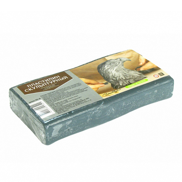 картинка Пластилин " Глобус " скульптурный 500г серый, твердый, индивидуальная упаковка