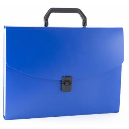 картинка Портфель пластиковый " Бюрократ " А4 13 отделений, синий, пластик 0,7мм