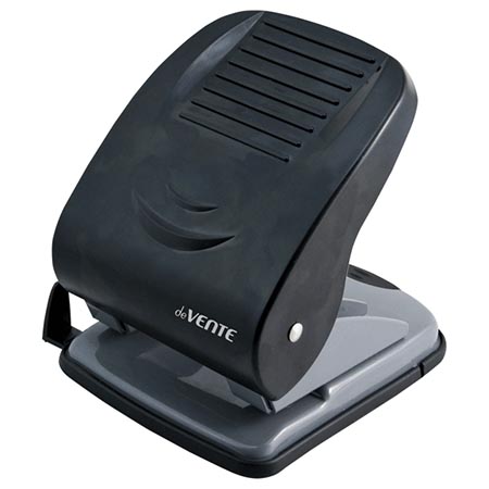 картинка Дырокол на 40л " deVente " Stripe металл/пластик, встроенная линейка со шкалой, съемный поддон для конфетти, черный