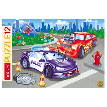 картинка Пазлы " Hatber "  12элементов Полиция 20*30см, в рамке, картонная упаковка