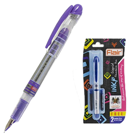 картинка Ручка перьевая " Flair " Inky синяя 0,7мм, 2 сменных катриджа, блистер, европодвес