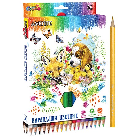 картинка Карандаши цветные деревянные Cosmo 36цв " deVente " 2М шестигранные, картонная упаковка, европодвес