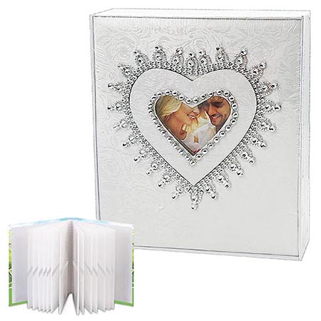 картинка Фотоальбом " KWELT " 100ф Свадебный твердая обложка, 10*15см, отделка- ткань, декоративное украшение, рамка для фото, индивидуальный бокс, в термоусадочной пленке, 23,5*20,5см