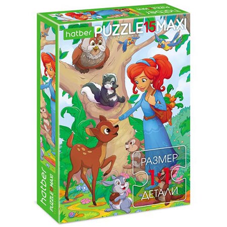 картинка Пазлы " Hatber "  15элементов ECO Maxi Сказочный мир 22*33см, картонная упаковка