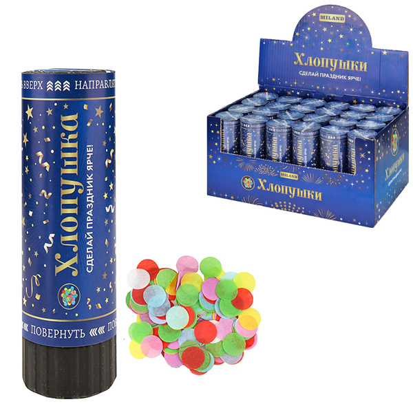 картинка Хлопушка " Миленд " Круглое конфетти 11,5см, бумажное