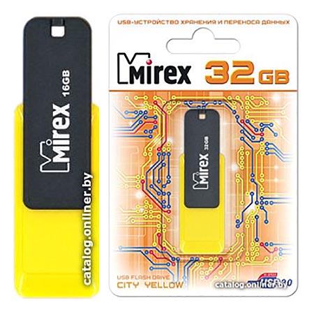 картинка Флеш-диск " Mirex " 32GB City желтый USB 2.0