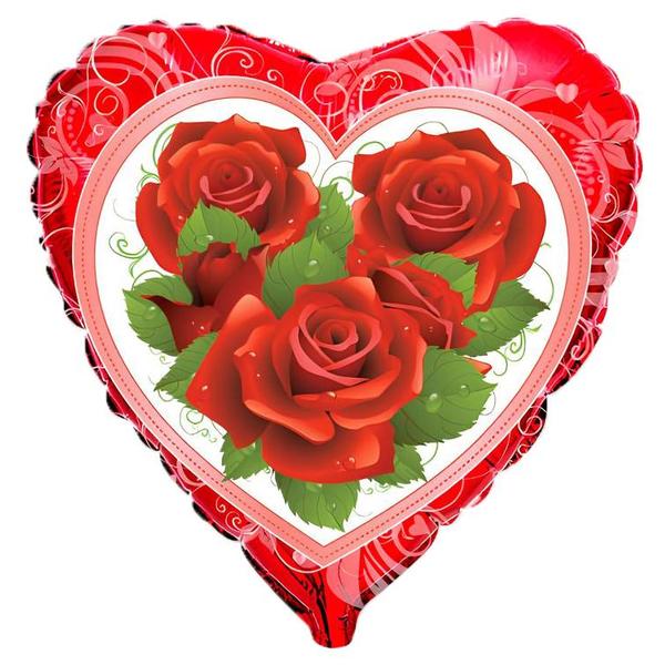 картинка Шар фольгированный " Браво " 18"/46см Сердце Розы