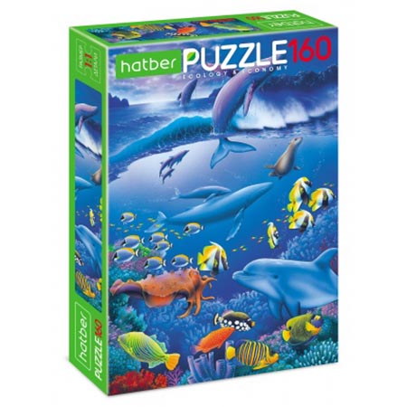 картинка Пазлы " Hatber " 160элементов ECO Подводный мир 33*22см, картонная упаковка