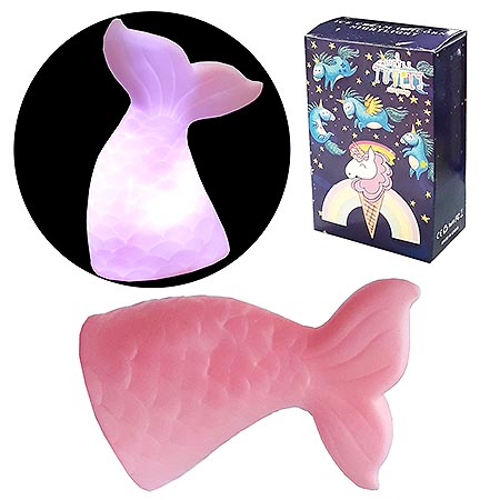 картинка Ночник " KWELT " 13см Хвост русалки, светодиодный, пластик, цвет- розовый, батарейки в комплекте, картонная упаковка 9*14*5см