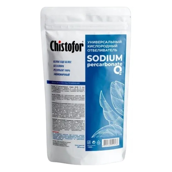 картинка Отбеливатель кислородный " Chistofor " ЧЗ ОСУ 1кг Sodium Percarbonate, для белых вещей, активный кислород, порошок