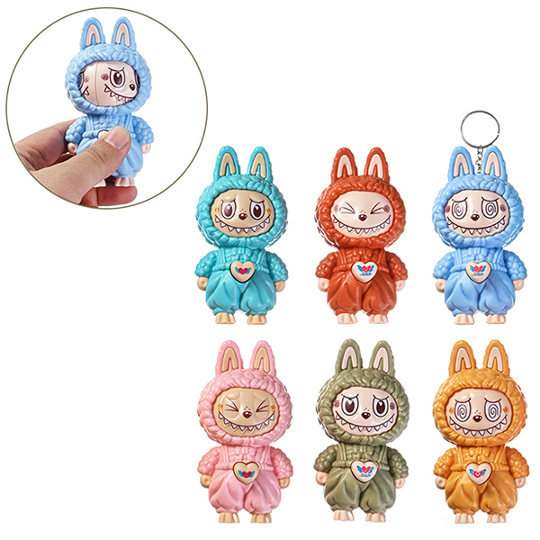 картинка Брелок " Mazari " Лабубу, 10,5см, пластиковый, металлическое кольцо, ассорти (без возможности выбора цвета), пакет