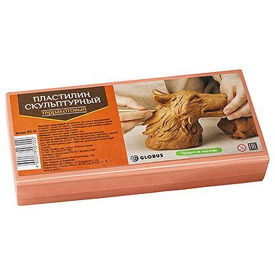 картинка Пластилин " Глобус " скульптурный 500г терракотовый, твердый, индивидуальная упаковка
