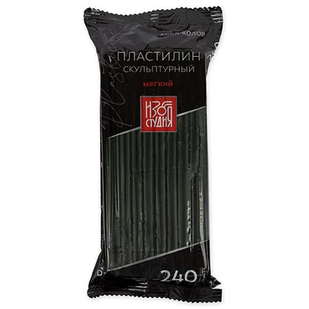 картинка Пластилин " Изостудия " скульптурный 240г №3 оливковый, мягкий, индивидуальная упаковка