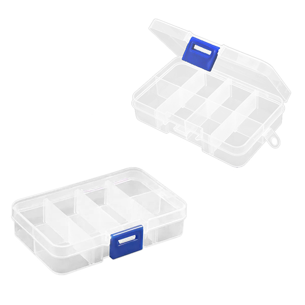 картинка Контейнер пластиковый (таблетница), 8 секций, 10,5*6,5*2см, 5 разделителей, " KWELT " пакет