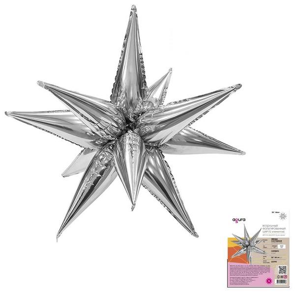 картинка Шар фольгированный " Браво " 26"/66см Звезда Серебро