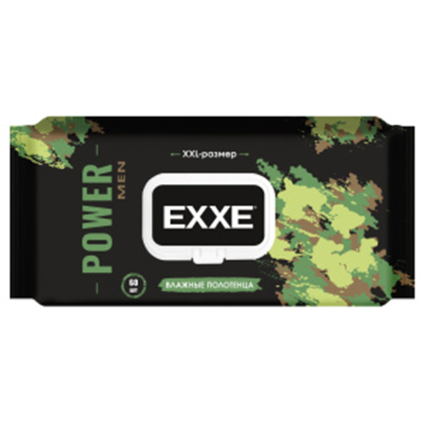 картинка Полотенца влажные 60шт  " Exxe " Power, клапан, пластиковая крышка