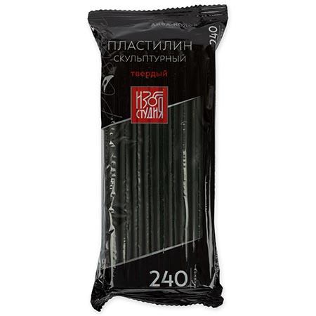 картинка Пластилин " Изостудия " скульптурный 240г №4 оливковый, твердый, индивидуальная упаковка