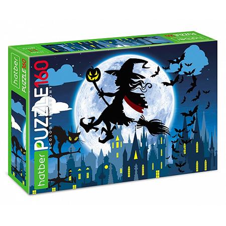 картинка Пазлы " Hatber " 160элементов ECO Полнолуние. Маленькая колдунья 33*22см, картонная упаковка