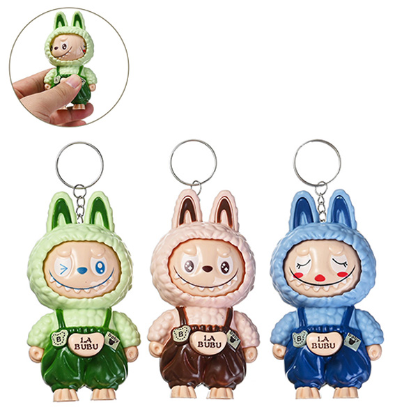 картинка Брелок " Mazari " Лабубу, 10см, пластиковый, металлическое кольцо, 3 цвета, (без возможности выбора цвета), пакет