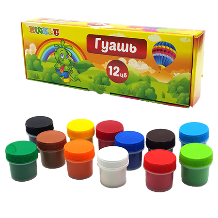 картинка Гуашь " KWELT " Динозаврики 12цв*10мл картонная упаковка