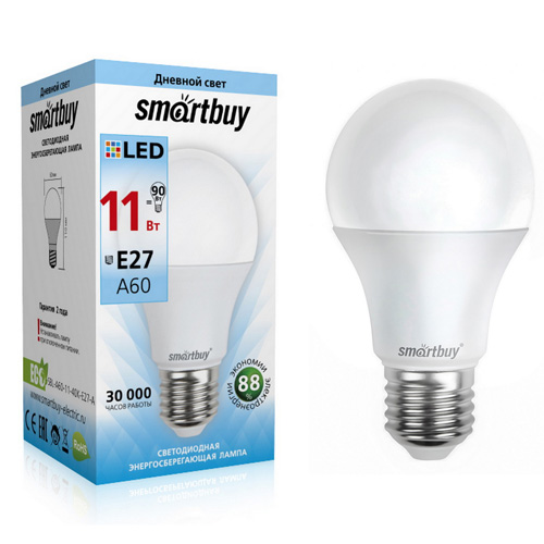 картинка Лампа светодиодная " Smartbay " A60, 11Вт Е27, нейтральный белый, груша, картонная упаковка