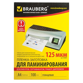картинка Пленки-заготовки для ламинирования А4 100шт 125мкм