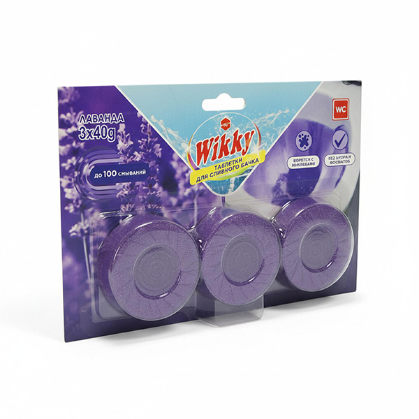 картинка Таблетки для сливного бачка " Wikky " 3шт*40г Лаванда