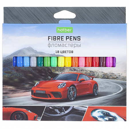 картинка Фломастеры " Hatber " ECO Скорость 18цв круглые, вентилируемый колпачок, картонная упаковка, европодвес