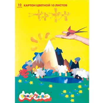 картинка Картон цветной А4 10л 10цв " Каляка-Маляка ", в папке, линейка