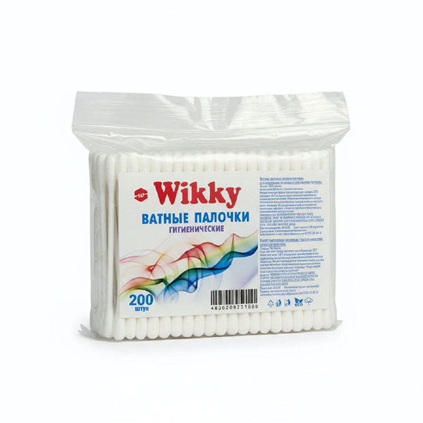 картинка Ватные палочки 200шт " Wikky " полиэтиленовый пакет