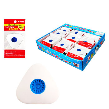 картинка Ластик " KWELT " 40мм, треугольный с пластиковым держателем, индивидуальная упаковка