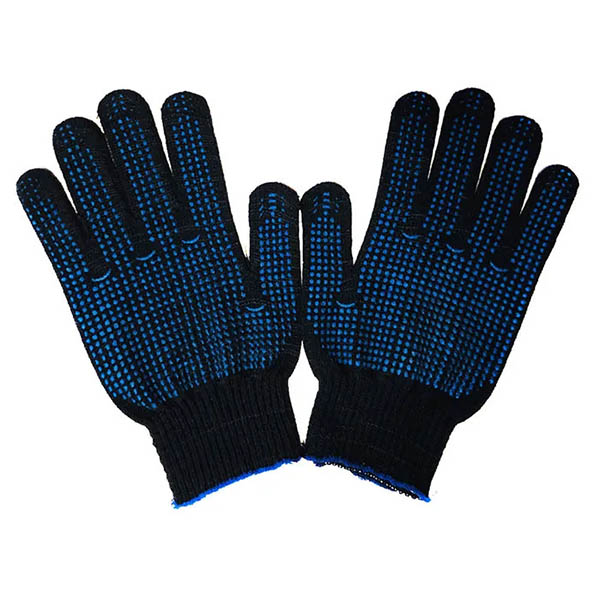 картинка Перчатки хлопчатобумажные 4 нити ПВХ точка, 60гр, 7,5класс черные