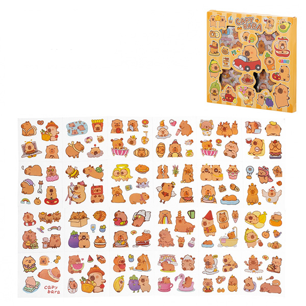 картинка Наклейки " Basir " 16,5*16,5см Капибара, 4л, без отделки, 100 дизайнов